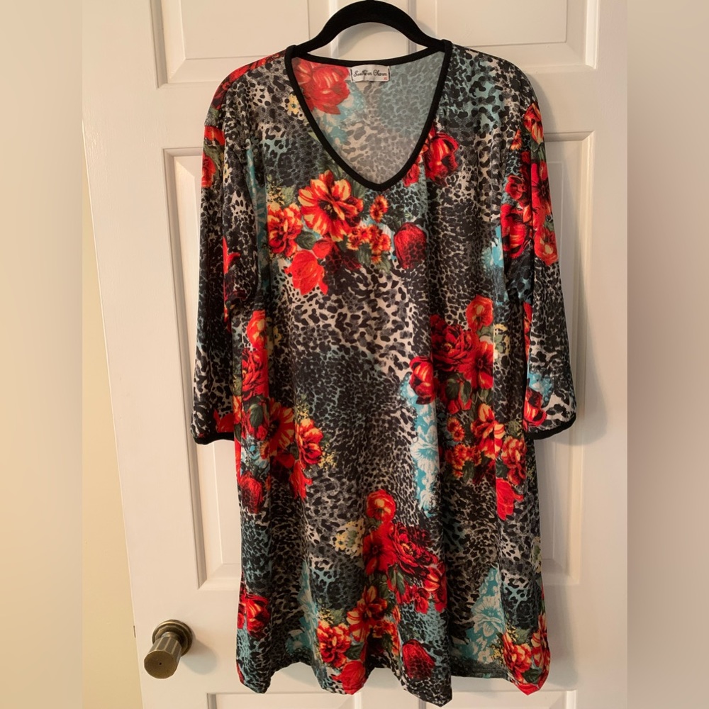 Floral and leopard print tunic